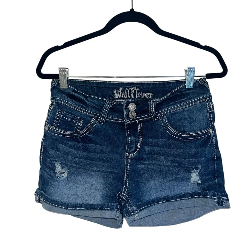 Wallflower Women's Dark Blue Jean Shorts